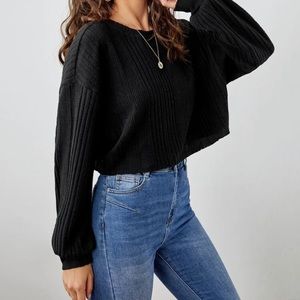 SHEIN Drop Shoulder Rib-knit Crop Tee NWOT